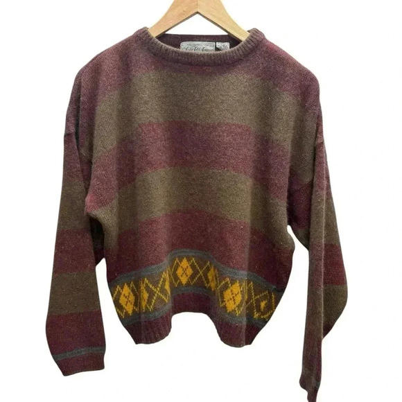 Vintage Made For Saks Fifth Avenue Striped Lambs Wool/Rabbit Hair/Angora Sweater - Picture 2 of 14